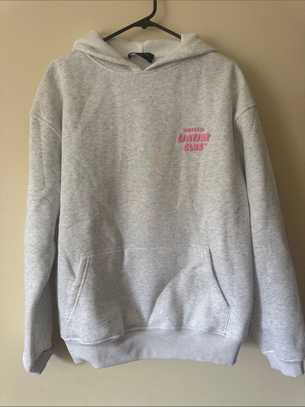 White fox heathered gray hoodie